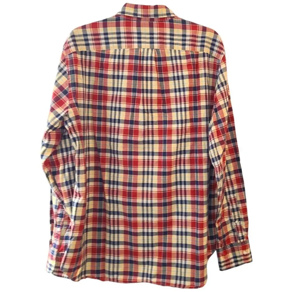 Tailored by J. Crew Men's Red Plaid Cotton Button Down Shirt